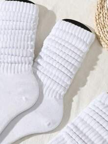 3/5/6/10 Pairs Unisex Soft Breathable Solid White/Black/Gray Crew Socks, Suitable For Daily Wear And Outdoor Activities - Multicolor - View 4