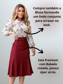 Women's Fashion Formal Secretary Skirt With Elastane And Belt. - Color caoba - Ver 4
