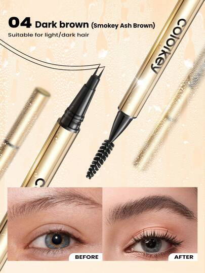 COLORKEY Crayon à sourcils 3D à l'eau binaire, crayon à sourcils longue tenue, imperméable, définisseur de sourcils, non-amovible, ultra lisse, imperméable, teinture colorante, tube cosmétique en aluminium, pour débutantes, pour femmes, pour usage quotidien, cadeau pour femmes, mère, épouse, sœur, adolescente, amie, pour fête, pour voyage, fête, plage, voyage, vacances, camping, extérieur, maquillage, Noël, cadeaux de Noël, maquillage