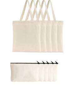 10/5/3/1 Túi Tote Canvas Gia Cố Màu Trơn - Quai xách chắc chắn, Túi xách Canvas, Túi mua sắm dung tích lớn, Có thể giặt, Tự làm, Có thể sơn, Phù hợp cho phụ nữ, Túi mua sắm có thể tái sử dụng để đóng gói quà tặng, đồ thủ công mỹ nghệ và đồ dùng nghệ thuật - Nhiều màu - Xem 8