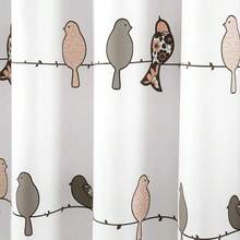 New Lush Decor Rowley Birds Shower Curtain, 72\U201d W X 72\U201d L, Blush & Gray - Colorful Floral Bird Pattern - Whimsical & Playful Bird Shower Curtain - Farmhouse, Coastal, & Boho Bathroom Decor - Blush and Gray 72"W x 72"L (Pack of 1) - View 2