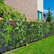 1pc Artificial Hedge Grass Wall Panel,Artificial Mat Greenery Panels Topiary Hedge Plant, Privacy Hedge Screen Suitable For Outdoor Garden Backyard Fence Fence Privacy Screen And Indoor Wall Decor - Multicolor - View 6