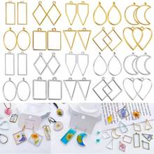 Kit de 10 piezas / 80 piezas de aros abiertos para resina epoxi UV, marcos huecos colgantes, moldes de joyería de aleación para fundir resina, surtido de encantos de marco geométrico para hacer collares y pendientes, suministros para pequeños negocios