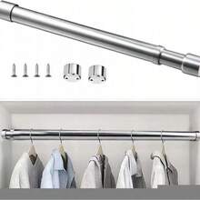 Extendable Stainless Steel Wardrobe Rail -Adjustable Clothes Hanging Rod, Rust-Proof For Bathroom, Balcony & Wardrobe (47-80cm/68-120cm) - Silver - View 8