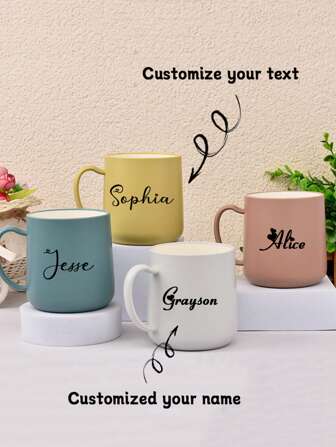 1pc Customized Name Plastic Mug, 380ml/12oz Plastic Small Cup, Multiple Colors Available, Suitable For Washing, Beer, Juice, Milk, Coffee Use, Easy To Clean, Exquisite, Minimalist, High-Quality Customized Product, Can Be Given As A Unique Gift To Girlfriend/Boyfriend, Parents, Wife, Husband, Classmates, Sister, Brother For Birthday, Thanksgiving, Anniversary, Christmas, Halloween