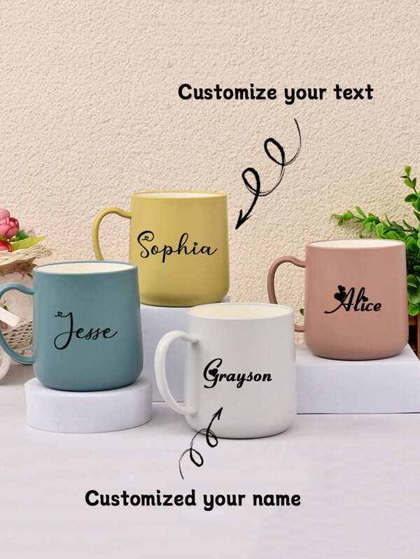 1 pieza Taza de plástico personalizada con nombre, 380ml/12oz, taza de plástico pequeña, disponible en múltiples colores, apta para lavar, cerveza, jugo, leche, café, fácil de limpiar, exquisita, minimalista, producto personalizado de alta calidad, se puede regalar como un regalo único a novia/novio, padres, esposa, esposo, compañeros de clase, hermana, hermano por cumpleaños, Acción de Gracias, aniversario, Navidad, Halloween