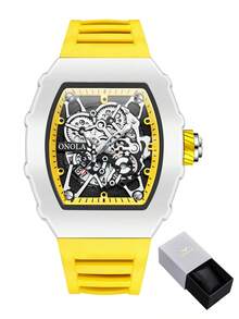 Reloj de cuarzo de moda para hombres de la marca ONOLA, reloj con forma de barril de vino de alta calidad con iluminación, resistente al agua 3ATM, adecuado para uso diario en diversas ocasiones, regalo para el Día del Padre - A - Ver 15