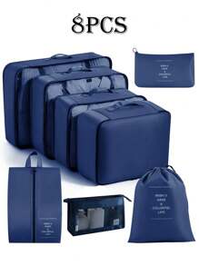 7/8pcs Travel Organizer Bags, Waterproof Portable Packing Cubes, Clothes Storage Bags, Luggage Organizer Set, Underwear Bags, Waterproof Zippered Laundry Bags, Packing Pouches, Travel Essentials, Dorm Essentials, Back To School Nylon, School Student Teacher, Back To School Backpack, Beach Holiday