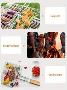 1pc Portable Metal Barbecue Basket - Large Capacity Mesh Rack, Detachable Handle, With Ergonomic Handle, Suitable For Evenly Cooking Fish, Chicken Wings, Steaks And Vegetables, Outdoor Camping, Picnic, Backyard BBQ, Essential Cooking Tool For BBQ Enthusiasts, Stainless Steel Barbecue Fish Basket With Wooden Handle - Reusable Outdoor Grill Net, Suitable For Fish, Vegetables Etc. - Ideal For Picnics And Backyard BBQs, Random Color