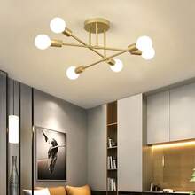 A Piece OfModern  Chandelier Ceiling Light Fixtures,6-Lights Industrial Metal Semi Flush Mount Ceiling Light For Bedroom Dining Room Living Room Kitchen Hallway 5 Colors To Choose From - 6-light Chandelier - View 8