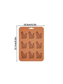 1 Stück Katzen-förmige Silikon-Eiswürfelform, Pink, Grün, Braun, Schwarz 9-Fach Cartoon Katzen Tier Form, Backform zum Herstellen von Gelee, Süßigkeiten, Schokolade, Eis
