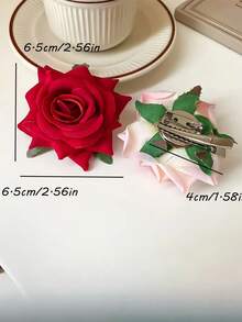1 件女士复古勃艮第天鹅绒仿玫瑰花两用发夹胸针时尚鸭夹发夹，适合日常使用，音乐节/母亲节/情人节/派对和生日礼物爪夹发夹发夹，鳄鱼发夹，发夹