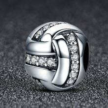 WOSTU 1pc 925 Sterling Silver Metal Round Bead Scroll Pattern Pendant, Anti-Oxidation Jewelry For Women, Compatible With Original Bracelet DIY - Silver - View 3
