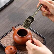 1 pieza Cuchara/Cucharón de té de aleación de bronce y cobre con carácter de fortuna y nube propicia, mango largo creativo, herramienta de elaboración de té, accesorio de juego de té Kung Fu, decoración de sala de té - Multicolor - Ver 6