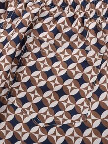 Men's Simple Casual Plaid Beach Shorts With Pockets, Holiday Beach Swim Trunks - Brown - View 7