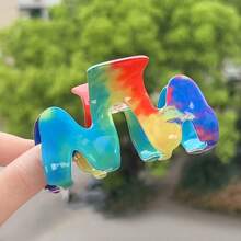 1 pièce Pince à cheveux en forme de M avec design arc-en-ciel de dopamine, clip à cheveux coloré et frais, accessoire de cheveux élégant pour femme, pince à cheveux d'été