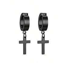 1 Pair Men's Personalized Cross Pendant Clip On Earrings Without Piercing