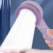 3件套优质ABS材质淋浴套装，4种喷水模式，配备硅胶按摩刷，1.5米不锈钢软管，ABS壁挂支架，无需钻孔，带来美妙的沐浴体验