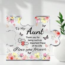 1pc, Ideias para presentes para irmãs, Placa de acrílico em forma de quebra-cabeça, Decorações para mesa de escritório em casa, Lembrança para irmãs, Te amo para sempre