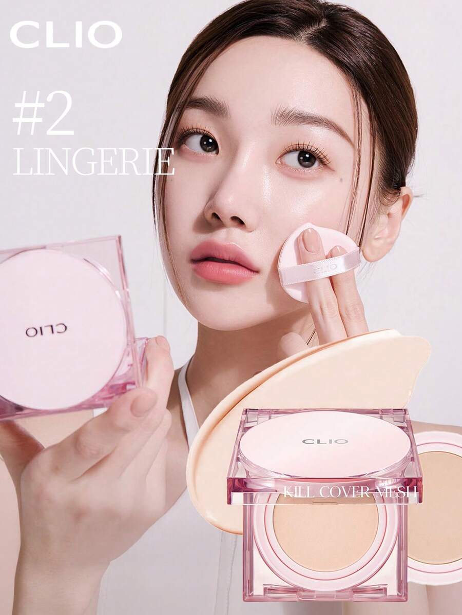 Clio K-Beauty Kill Cover Mesh Glow Cushion Foundation,15g*2 [Refill Included] , SPF50+ PA++++, For Oily Skin, Flawless Glass Skin, Glowy Skin Makeup, No Powder Feeling, 54H Long-Lasting Clear Bright, Sensitive Skin Available, MixedLightweight, Buildable Coverage, ,Korean Makeup - #2 LINGERIE - View 1