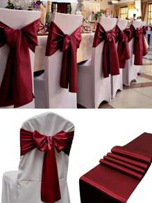 10 pièces Chemin de table en satin, 30*275cm/17*275cm, lisse, couleur bordeaux unie, convient pour les mariages, anniversaires, dîners, cérémonies de remise des diplômes et autres événements. Peut également être noué en nœuds pour la décoration des chaises.