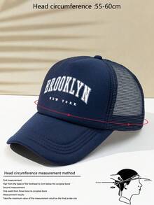 1pc Unisex Printed Letter Mesh Breathable Adjustable Baseball Cap, Outdoor Casual Fashion Cap, Suitable For Daily Use, Camping, Fishing, Versatile