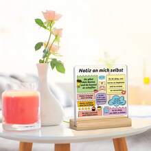 1 件，正能量亚克力和木质便签架，自我鼓励引言装饰标志“自我提醒”，鼓舞人心和治愈性的桌面装饰，心理舒缓礼物，适用于办公室和书房，装饰有 Adora