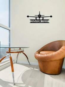 1 Peça Decoração de Ferragem Personalizada com Padrão de Aeronave, Personalização Personalizada com Seu Nome, Logotipo de Ferragem de Aeronave Preta da Moda, Elementos de Aeronave da Moda, Arte de Parede de Metal - O Presente Mais Recente para Entusiastas de Aeronaves