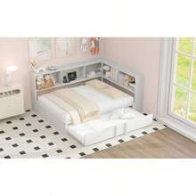 Metal Full Size Daybed With Trundle, Storage Cabinets And USB Ports, White-7294 - Multicolor - View 6