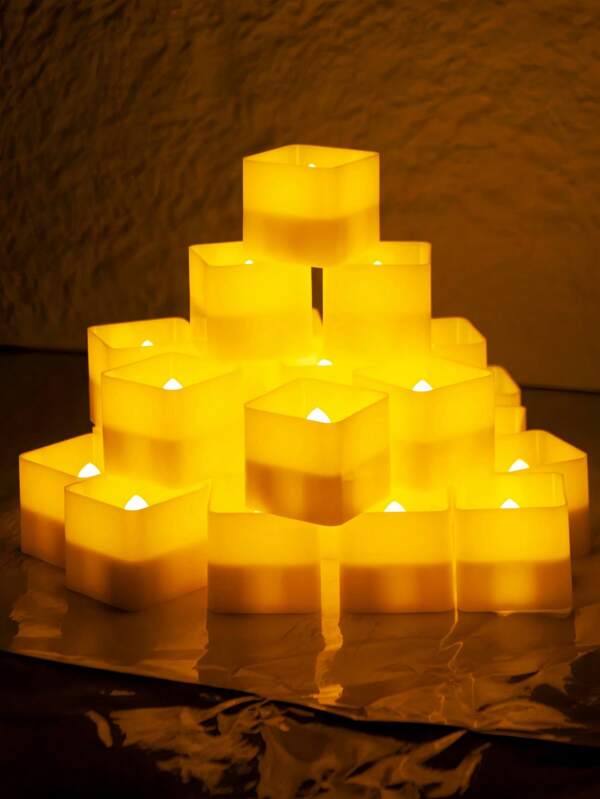 12 pezzi Luci a LED senza fiamma con timer, candele a led ​​quadrate a batteria intermittenti, confezione multipla, adatte per matrimoni, casa, feste, decorazioni da tavolo, serate speciali