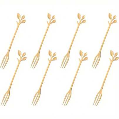 [10/12/20/30/40/50] Piezas Tenedores dorados de acero inoxidable para postre y fruta, utensilios y suministros para fiestas, tenedores profesionales mini de 4.7 pulgadas para tazas/removedores, ensaladas y pasteles, útiles escolares