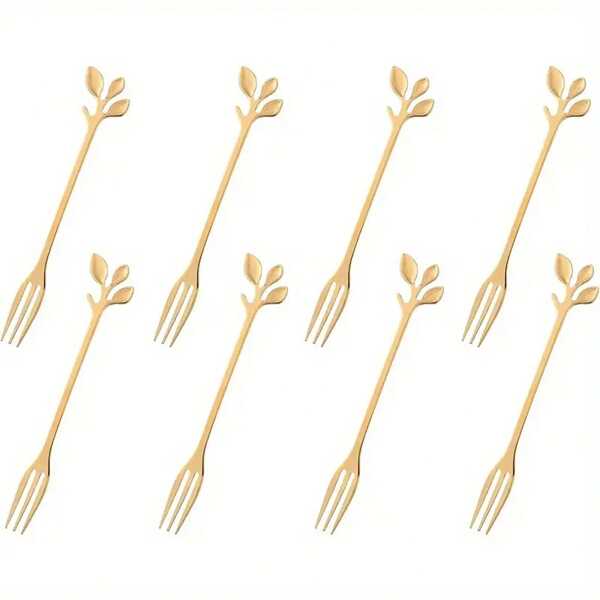 [10/12/20/30/40/50] Piezas Tenedores dorados de acero inoxidable para postre y fruta, utensilios y suministros para fiestas, tenedores profesionales mini de 4.7 pulgadas para tazas/removedores, ensaladas y pasteles, útiles escolares