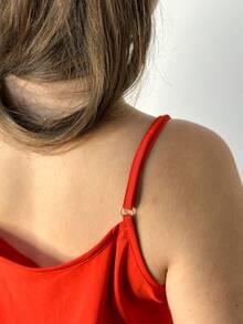 Women's Tank Top With Adjustable Straps Basic Crepe Strappy Top - Rojo - Ver 4