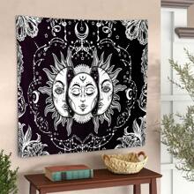 1 pezzo Arazzo bohémien con disegni del sole e della luna nel cielo, decorazioni per la casa misteriose, decorazione d'interni moderna e unica per camere da letto, soggiorni o dormitori