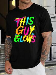 Camiseta de rave que brilla en la oscuridad - Camiseta para fiestas neón - Camiseta divertida que brilla - Regalo de cumpleaños - Diseño brillante y colorido - Ropa unisex - Negro - Ver 1