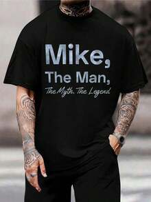 Camiseta personalizada de Mike 'Hombre Mito Leyenda' - Regalo personalizado para el Día del Padre, cumpleaños para papá, abuelo, marido - Negro - Ver 1