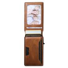 Cartera de hombre SUTENI de piel sintética con porta tarjetas. Cartera con tapa, ranuras para tarjetas y botón para expulsar las tarjetas automáticamente. Regalo ideal para hombres, familiares, amigos y personas mayores. Color negro/marrón - Marrón - Ver 12