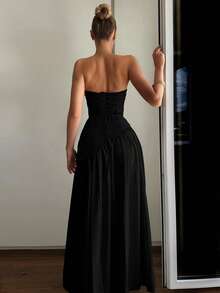 Elisanya Solid Color Sash Evening Dress, Minimalist And Fashionable, Suitable For Summer - Black - View 4