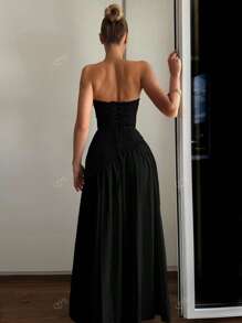 Vestido de noche con fajín de unicolor, minimalista y de moda, adecuado para el verano