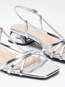 Sandalias de tiras con tacón medio, elegantes y sexy de estilo minimalista con punta abierta, nuevos lanzamientos de verano para mujeres