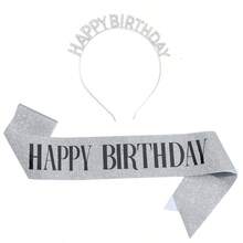 1set Happy Birthday Sash Ribbon And Headband For Women And Men,Birthday Decorations Sash,Birthday Sash Gift For Any Age Birthday Party Decor - Multicolor - View 4
