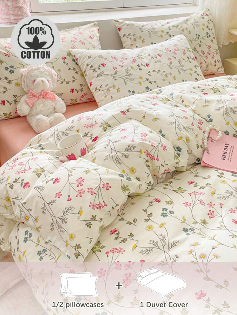 Bộ 2/3 món, họa tiết hoa tươi mát và thoải mái, phù hợp cho cả nam và nữ, thích hợp mặc ở ký túc xá, có thể dùng làm vỏ chăn và bộ đồ giường, mềm mại và thân thiện với da, vỏ chăn và vỏ gối in họa tiết, không bao gồm ruột chăn, thích hợp cho giường đôi, giường cỡ Queen, giường cỡ King, dùng được quanh năm, trang trí nhà cửa, quà tặng đồ giường, có thể giặt máy, thích hợp cho giường đơn, giường đôi, giường cỡ Queen, giường cỡ King. - Nhiều màu - Xem 1