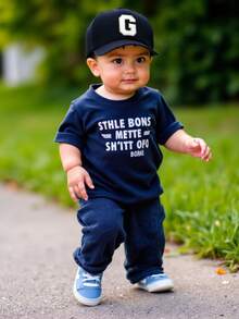 Mũ lưỡi trai màu xanh hải quân trơn, 26 chữ cái từ A đến Z, phù hợp cho trẻ mới biết đi, trẻ sơ sinh, bé trai và bé gái, mũ trẻ em cổ điển có thể điều chỉnh, mũ sinh nhật, phù hợp cho trang phục thường ngày mùa xuân/hè, các ngày lễ. - Màu xanh hải quân - Xem 5