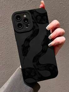 Snake 1pc Black Soft Protective Case With Colorful Snakeskin Pattern, Anti-Knock Phone Case Compatible With Apple And Phones Waterproof Shockproof Anti-Fall Scratch Resistant,International Version, Not The Domestic Version - Black - View 2