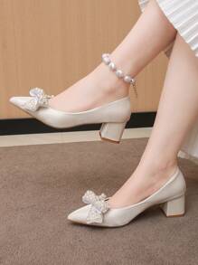 Red Bride Wedding Shoes For Women, New 2024 Summer Low Heel Chunky Heel Non-Fatiguing High Heel Shoes For Bridal Ceremonies