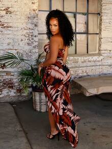 Summer Floral Print High Slit Maxi Wrap Dress - Black - View 4