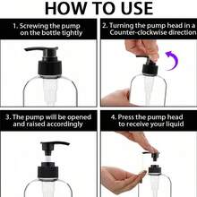 4pcs Empty Plastic Pump Bottle Dispenser, 16oz/250ml Portable Transparent Shampoo, Lotion, Liquid Soap Travel Refillable Containers Back To School - Multicolor - View 6