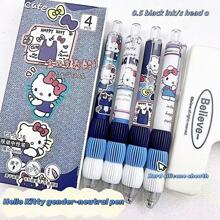 Sanrio 8pcs/4pcs/Set Kitty Cat Limited Edition Ballpoint Pen, Denim Blue, Cute Ins Style, Smooth Writing For Students, Gift School Supplies, Back To School