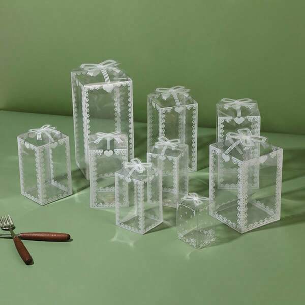 10Pcs/Pack PVC Transparent Packaging Box Valentine's Day Wedding Birthday Party Event Transparent Gift Box