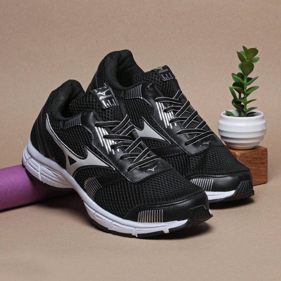 Men's Training Shoes Sports Gym Running Sport Lace Up Gym & Fitness - 黑色 銀色 - 查看 1